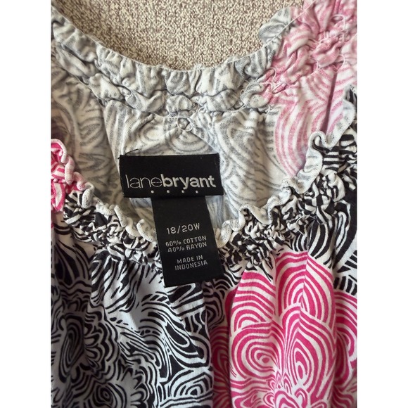 Lane Bryant Pink Black White Floral Swirl Scoop Neck Top Blouse 18/20W - Picture 4 of 6